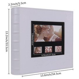 RECUTMS 600 Pockets of Photo Album can Hold 4x6 Photo PU Leather Cover Black Pages 5 Per Page Sewing Picture Album Family Photo Album Gift Memory Photo Book (White)13.6 x 13.2 x 2.2 inches