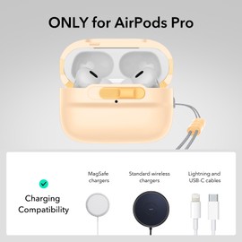 ESR for AirPods Pro Case (2023/2022/2019, 2nd/1st Gen), Compatible with Airpods Pro 2 (USB-C/Lightning Cable), MagSafe Ready, Magnetic Lid Lock, Full Drop Protection Cover with Lanyard, Yellow