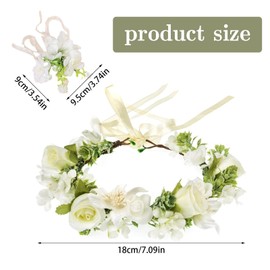 Guyode Flower Wreath, Artificial Flowers, Fine, Flower Headband, Women's Bohemian Style Flower Crown, Handmade Hair Wreath, Flowers, Children, Ladies, Bridesmaids, for Wedding, Party, Festival