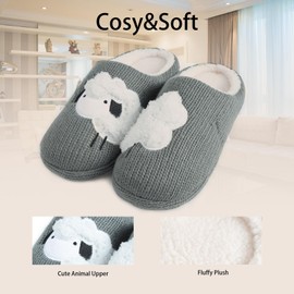 MIEHUIAI Women's Slippers Memory Foam Fluffy Faux Fur Non-Slip Soft Home Shoes for Indoor (4/5 UK, White Sheep)