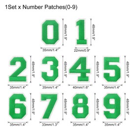 sourcing map 1Set Number Patches Embroidered Decorative Repair Patches Iron on Patches Sew On Embroidered Applique Patches 0-9 Green 2" Height for Clothes, Shoes, Hats, Backpacks, DIY