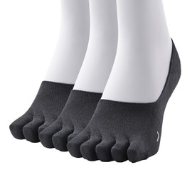 Gunze SQX984 Women's Sabrina, Cotton Blend Five Finger Foot Cover, Black, 23.0-25.0 cm
