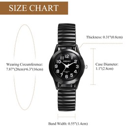 Automatic Mechanical Steel Wristwatch Waterproof Watch: Women's Men's Elastic Strap Easy to Read Dial Simple Watch Black Arabic Numeral Watch Simulation Quartz Student Popular Black, Black Dial -