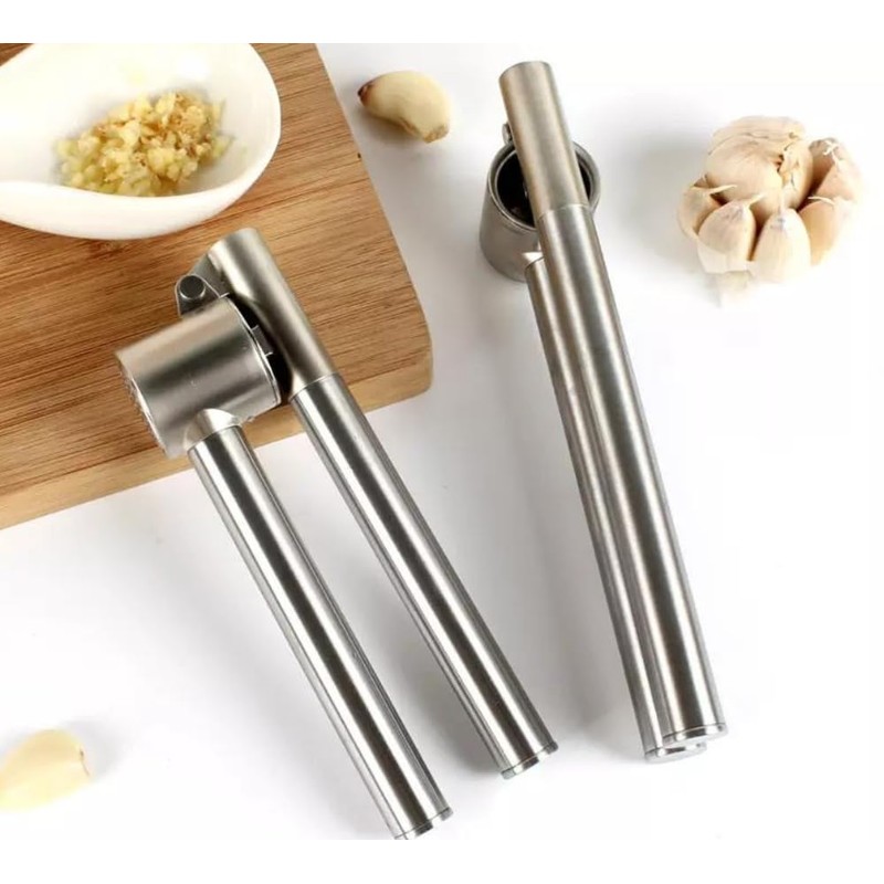 Garlic Press, Stainless Steel Garlic Mincer Removeable Insert Easy Clean