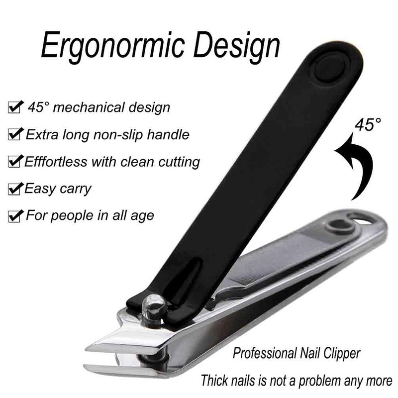 Liangery 爪切り 斜め刃 至極の鋭い切れ味 高級爪削り【軽い力でスパッと切れる】巻き爪用つめきりニッパー 携帯 厚い爪 足用 ブラック 切れ味