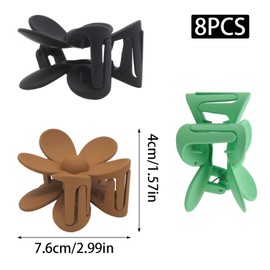 Yinluluna 8PCS Flower Hair Clips, 8 Colors Large Hair Claw Clips, Strong Hold Jaw Daisy Clip, Hair Accessories for Women Girls