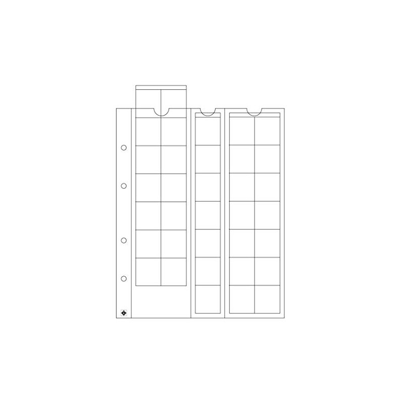 Leuchtturm 306013 Manicotti per Monete Optima 27, 35 compartimenti cristallini