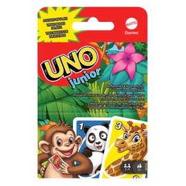 Mattel Games Mattel Games Uno Junior, Uno Kartenspiel, vereinfachte Version mit Zootieren und 3 Schwierigkeitsstufen, Kinderspiel, Geschenk für Kinder, ab 3 Jahre, GKF04