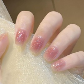 HIVOGUE Gel Nail Seal, Semi-hardened Nail Seal, Hardened Type, Nail Seal, Gel Nail, Just Stick, French Gel Nail, Hand Use, Long Lasting, Odorless, Waterproof, Short Nails, Office Nails, Nail Pies,