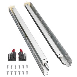 Probrico 1 Pair 21 Inch Undermount Drawer Slides, Concealed Drawer Runners Bottom Mount Full Extension Soft Close Drawer Rails with Rear Mounting Brackets Locking Devices