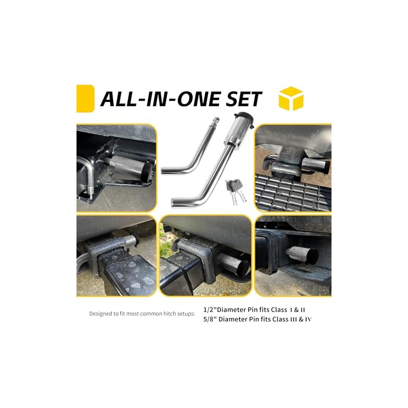 MAXXHAUL 50058 Hitch Receiver Lock with 5/8" and 1/2" Pins