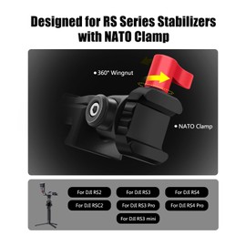 HAFOKO Aluminium Alloy Phone Tripod Mount with Cold Shoe Mount & NATO Clamp Compatible with DJI RS4/RS4 Pro/RS3/RS3 Pro/RS3 Mini Gimbal Stabiliser