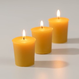 The Beeswax Co Tapered Votive Beeswax Candles - Natural Honey Scented - for Home - Long-Lasting & Eco-Friendly - Cotton Wick - Slow Burning - Hand Poured Pure Organic Bees Wax - Set of 4 Votives