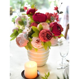 FiveSeasonStuff Burnt Pink and Dusty Pink Vintage Artificial Peonies Silk Flowers and Hydrangeas for Wedding Bridal Home Decor – Beautiful Floral Centerpiece Bouquet (Fireside Romance)