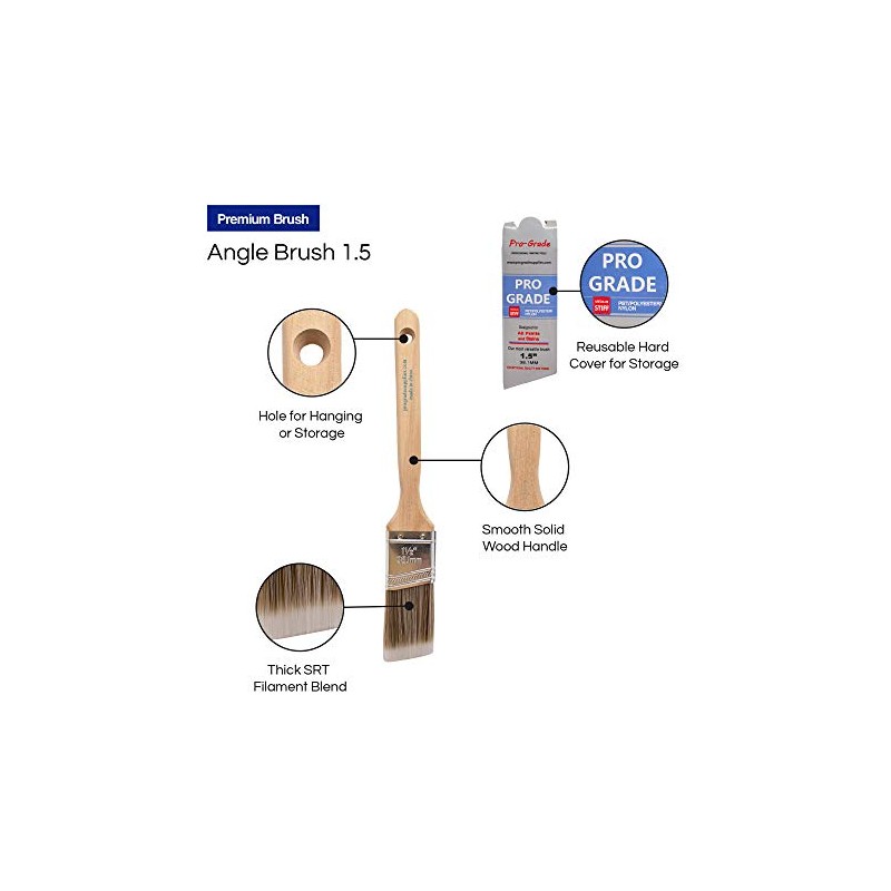 Pro Grade - Paint Brushes - 6 Pack Variety Angle