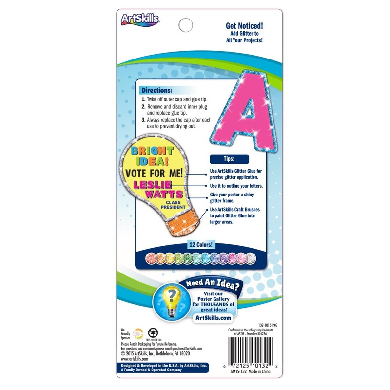 Artskills Rainbow Puffy Glitter Glue Pens Arts & Crafts Supplies,