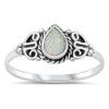 Tear Drop White Simulated Opal Wholesale Ring New .925 Sterling