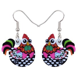 NEWEI Acrylic Cute Chicken Earrings Dangle Charms Chicken Gifts for Women Farm Animals Jewelry (Chicken K)