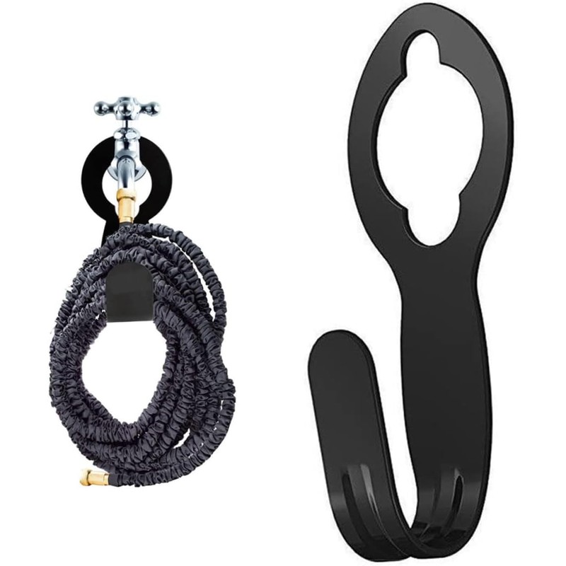 Soporte de Pared para Manguera de Jardín Negro 2 Piezas