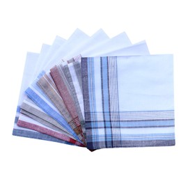 MileyMarla Assorted Pack of Mens White Color Border Cotton Handkerchiefs 6PCS