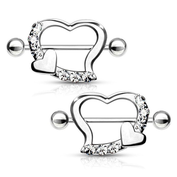 1 Pair of Surgical Steel Piercings from Nipples in Clear