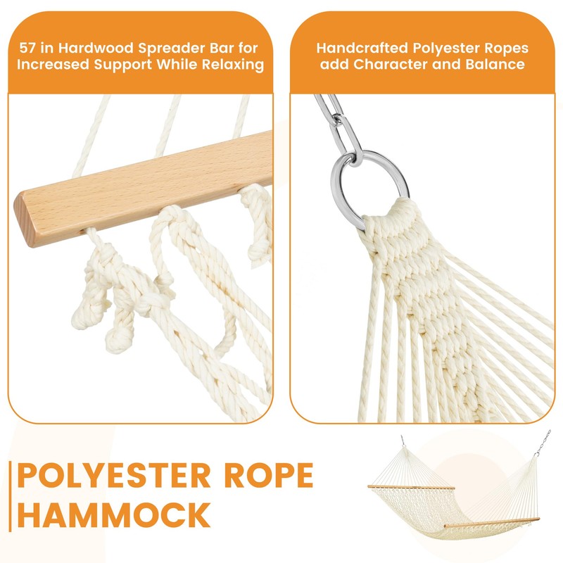 Lazy Daze 13 Ft Double Handwoven Polyester Rope Hammock with