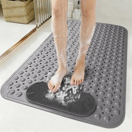 Large Non Slip Shower Mat: 35x24 Inch Shower Foot Scrubber Mat, Anti Slip Shower Mats for Inside Shower, Shower Floor Mat with Drain Holes Suction Cups, Scrub Bristles, Shower Matt Machine Washable