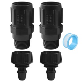 Aoserge 25PSI Drip Irrigation Faucet Adapter Kit, 2pcs 3/4" FHT x 3/4" MHT Pressure Regulator with 2pcs 1/4 Inch Drip Irrigation Tubing Adapter and 1 Roll Plumbing Tape, for Efficient Garden Watering