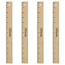Westcott 12" Beveled Edge Wood Ruler, Pack of 4 (17142)