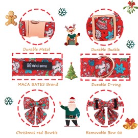 MACA Bates - Collar de perro de Navidad con pajarita y corbata de flores, bandana para perros pequeños, medianos y grandes, collar de perro de invierno con hebilla de metal ajustable