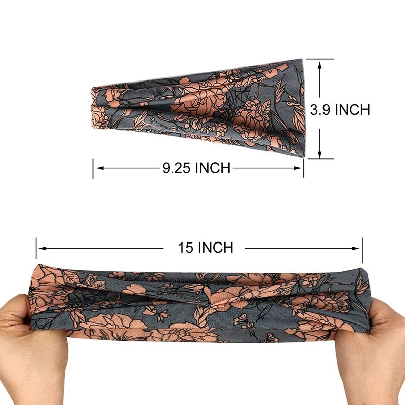 DRESHOW Pack of 6 Women's Boho Headbands, Printed Headbands, Knots,