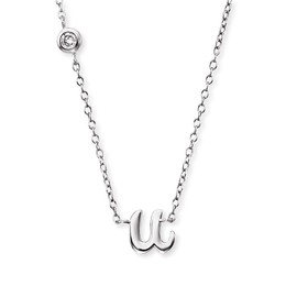 Engelsrufer Necklace made of sterling silver with pendant letter U - set with a zirconia stone - adjustable in two lengths - length: 44 cm, Sterling Silver, Cubic Zirconia