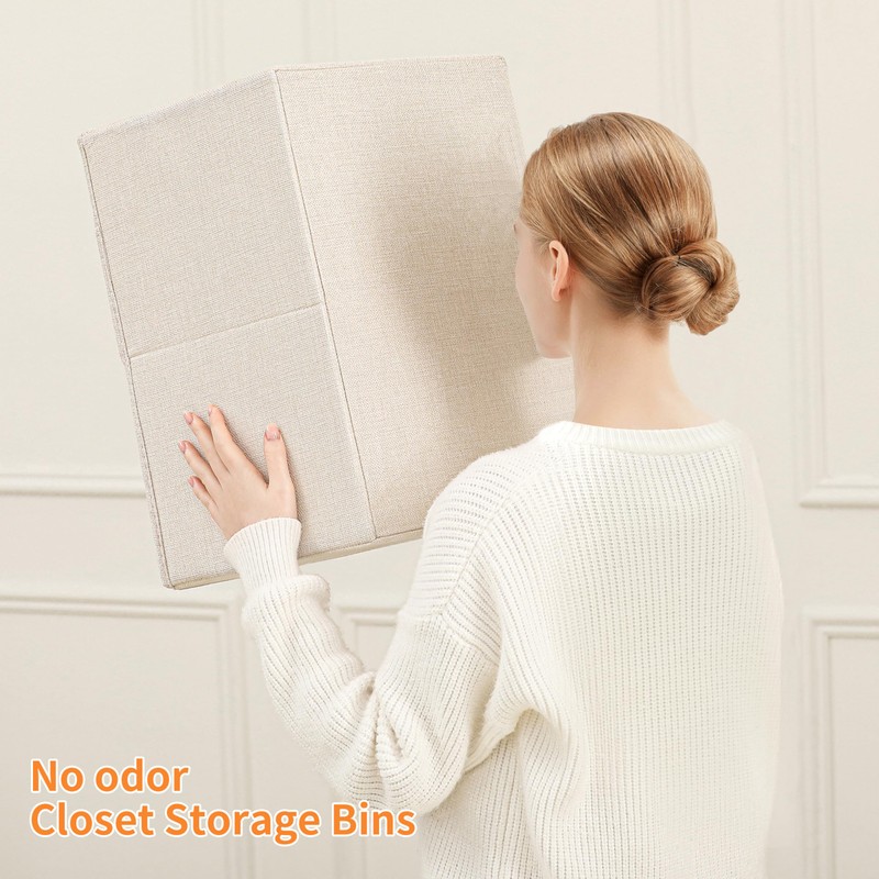 Linen Folding Storage Bins, 3 Pack Large Storage Baskets, Washable,