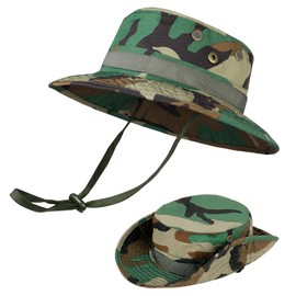 DiULi Camo Boonie Hat for Men Women, UPF 50+ Unisex Rich Camouflage Bush Bucket Hat Bush Jungle Wide Brim Army Military Sun Cap Jungle Hat for outdoor Fishing Hunting Safari Beach
