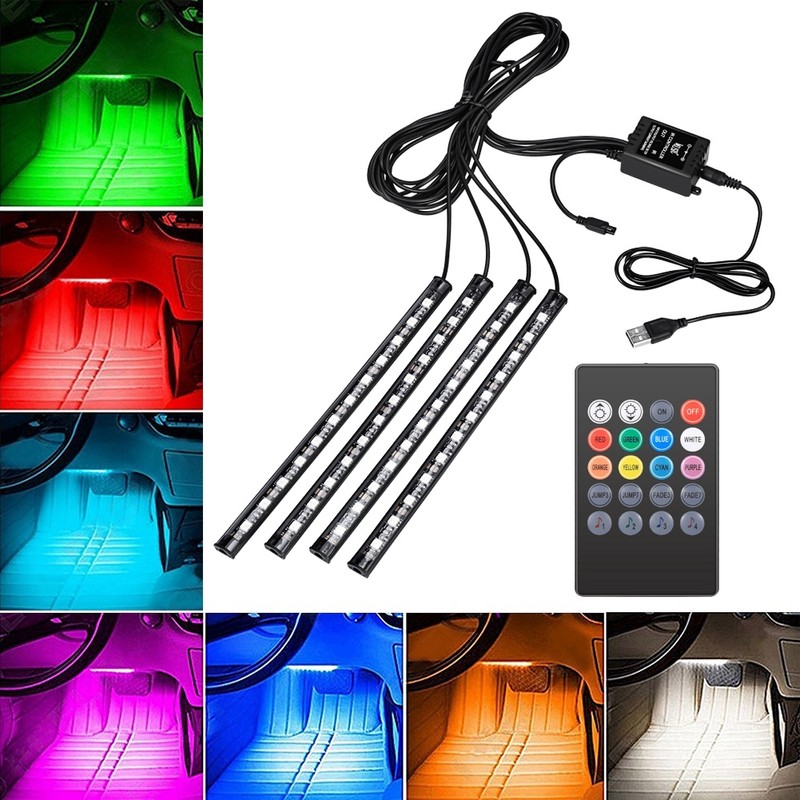 Car LED Light Strip, EECOO 4pcs Car Interior Light Music