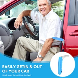 peakvalue 2 Pack Car Door Handle for Elderly, Car Handle Assist for Seniors, 3 in 1 Auto Cane Portable Vehicle Support Handle, Seatbelt Cutter, Window Breaker, Car Grab Handle Up to 450 Pounds（Blue）