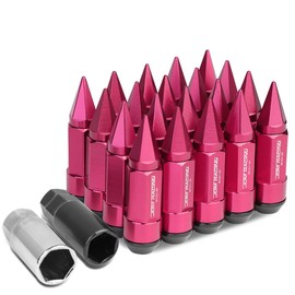 53mm Aluminum M12 x 1.5 6-Point 23mm OD Pink 20 Rim Lug Nuts with 30mm Caps Set Key, Pink