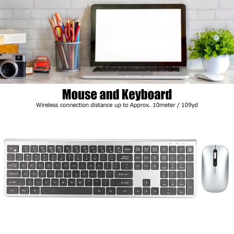 2.4G Wireless Keyboard and Mouse 108 Key Full Size Keyboard