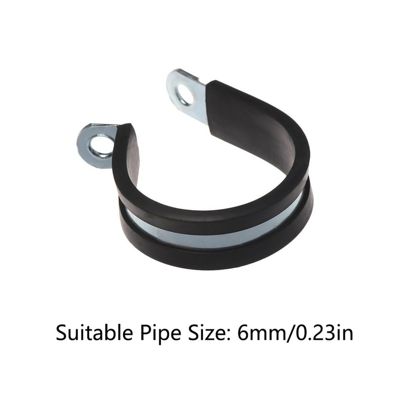 25Pcs 6mm Rubber Cushioned Cable Clamps 304 Stainless Steel Hose