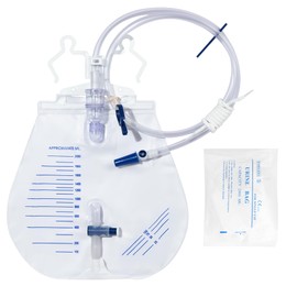 BeHerk Urinary Drainage Bag 2000ml, 10 Pack Catheter Bags for Women and Men, Professional Urinary Drainage Bags with Anti-Reflux Chamber, 48” Drainage Tube, Adjustable Clips & Hanging Hook