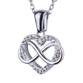 LuckyLy Juego de Joyería para Mujer Corazón e Infinito con Zirconia Cúbica, Set de Collar y Aretes Acero Inoxidable Color Plata – Regalos para Mujer Originales, Aniversario y Novia, Modelo Natty