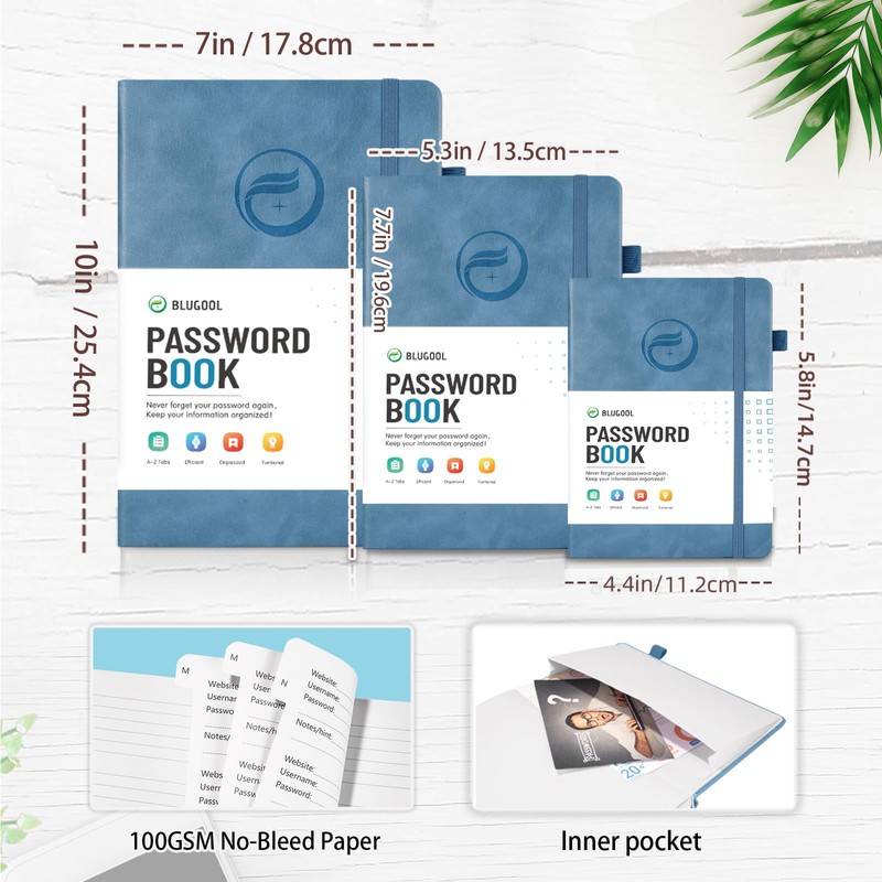 Password Book with Alphabetical Tabs, Hardcover Large Password Keeper, Password