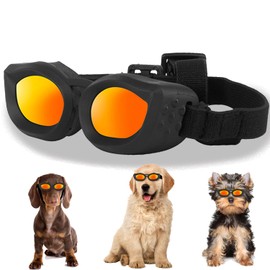 Dog Goggles Small Breed, UV/Wind/Dust/Fog Protection Pet Sunglasses with Adjustable Strap,Outdoor Dog Sunglasses for Small Dogs,Easy Wear,Soft Dog Goggles