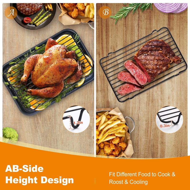 Roasting Rack,Heavy Duty Turkey Rack Insert for Roasting Pan,Fit for