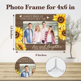 TIOFUNO Best Friends Picture Frame for Coworker, Sunflower Photo Frames, Thank You Gifts for Colleague, Wood 4x6 Picture Frame for Desk Display-A15