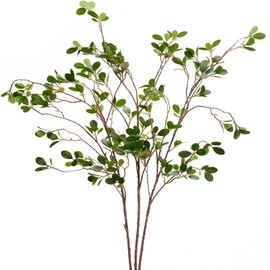 BohoSM 3 Pack Artificial Greenery Stems Branches for Vase Fake Ficus Stems Faux Stems(45"/Branches) (Green)