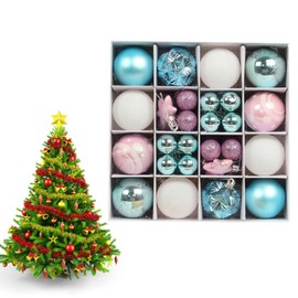 42pcs Christmas Tree Decorations Baubles,Blue Pink Christmas Baubles Xmas Ball Ornaments 3cm 6cm Mini Baubles Hanging Ball Plastic Christmas Bulbs for Xmas Tree Decorations,Home Party,Wedding Decor