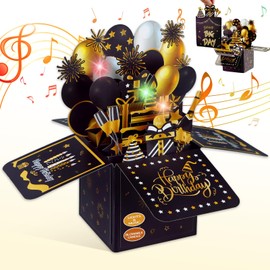 FaCraft Birthday Cards - Pull Out Music and Light ＆ Blowable Candle Pop Up Happy Birthday Cards with Envelope and Blank Insert for Women Men Kids Girls Sister
