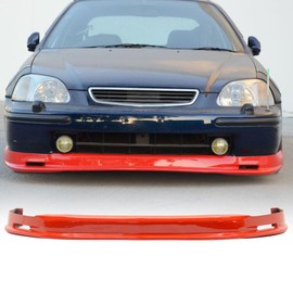 Pre-Painted Front Bumper Lip Compatible with 1996-1998 Honda Civic EK, Red PU Front Lip Finisher Under Chin Spoiler Add On Available by IKON MOTORSPORTS, 1997