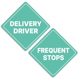 GEEKBEAR Delivery Driver Frequent Stops Car Sign - Sticker or Magnet & Color Options, Weather-Resistant - Diamond Shape 6.8 x 6.8 in (Mint, Reflective Magnet)